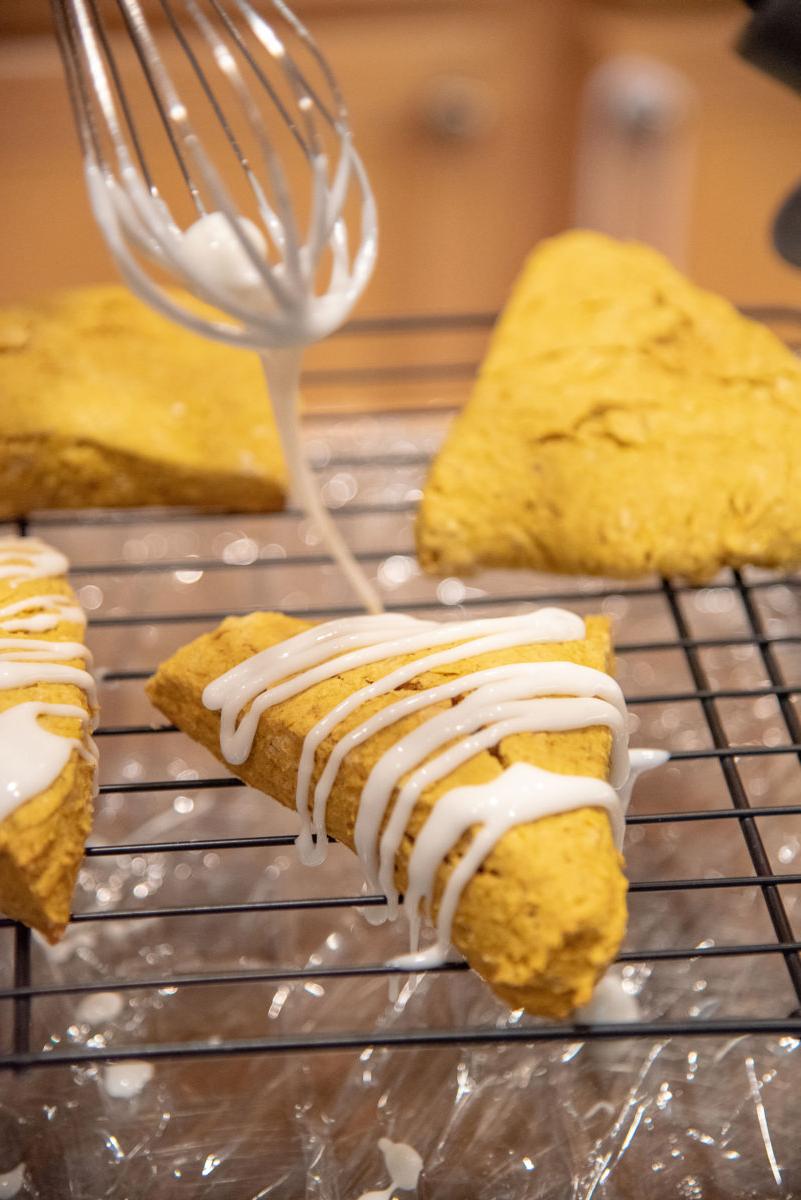 Pumpkin Scones with Spiced Glaze