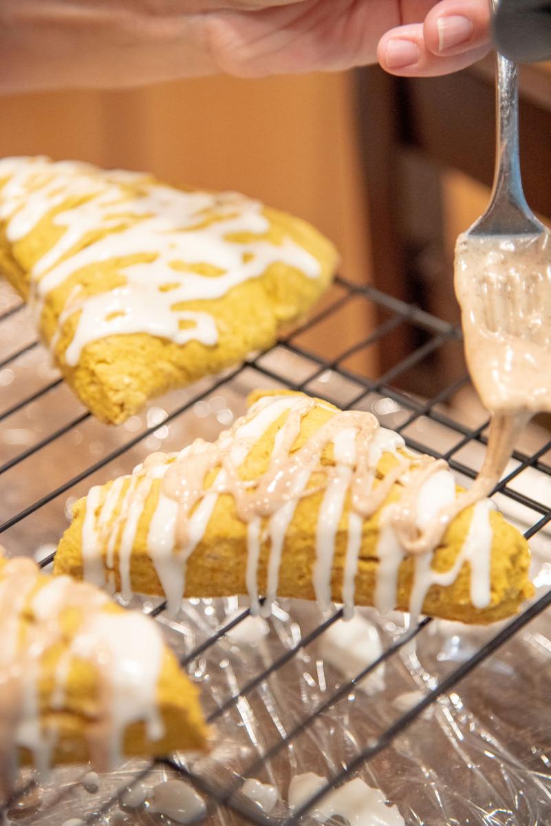 Pumpkin Scones with Spiced Glaze